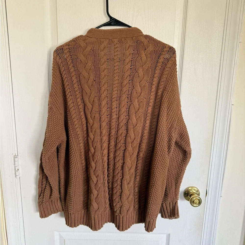Jenni Kayne Cable Knit Oversized Cardigan In Brown - Picture 7 of 8